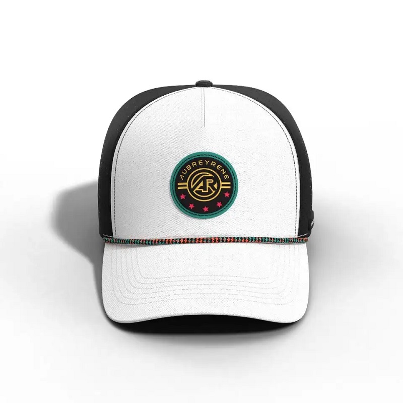 Ny design mode trucker hat brugerdefineret patch åndbar 5 panel buet brim baseball cap med reb