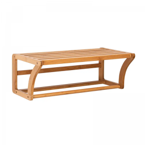 Bambus vægmonteringshylde med håndklædestænger