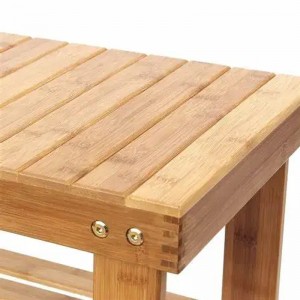Bambussko Bench Boot Organisering af polstret sko rack Indgangsopbevaring