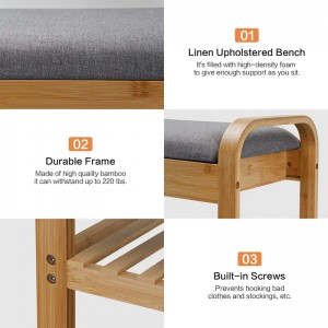 Corridor Display Shelf Organizer Storage Shoe Rack Bench Bambus Shoe Bench