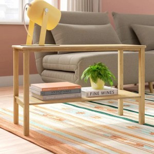 Stuenaturlig brun rektangulær bambus sofabord med opbevaringsrum