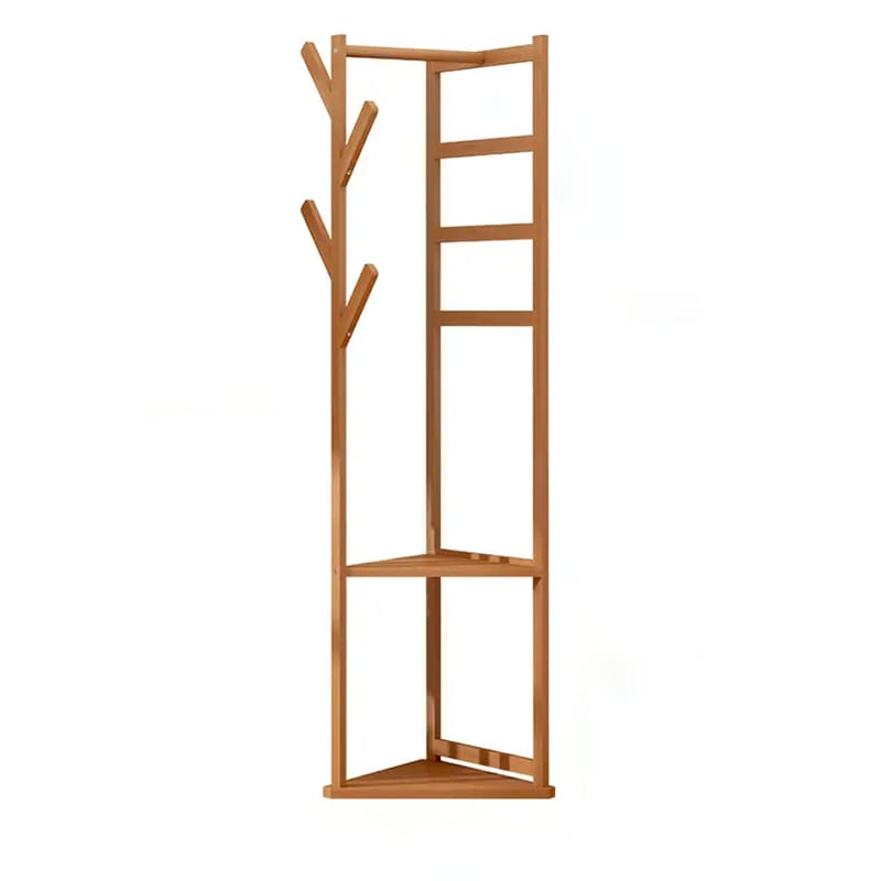 Multifunktionel bambusklædningsbøjlebeslag Corn Hall Tree Lodret tøj Bambusbøjle