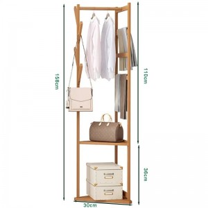 Multifunktionel bambusklædningsbøjlebeslag Corn Hall Tree Lodret tøj Bambusbøjle