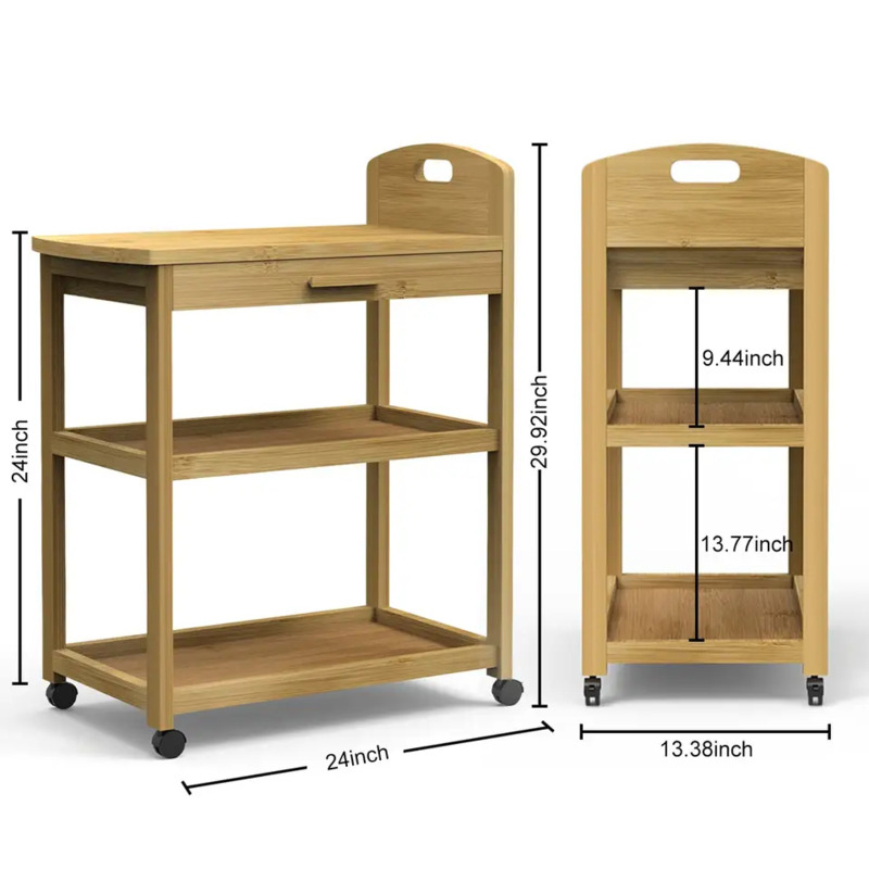 Åben hylde til butik madforberedelse vogne bambus opbevaring hylde bil