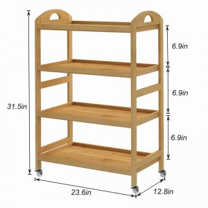 Rullende multifunktionsopbevaringsstyringskøretøj er holdbart og let at flytte bambusopbevaringsbil