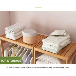 Tre -lags opbevaringsstativ solid ejektorbøjle tøj display bambusstativ