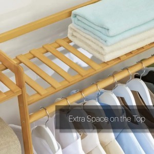 Trapezoidal uafhængig tøjstativ bambus garderobe tøj arrangør