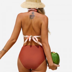 Spring Breath Garden Halter Tall Tri&High Waist Bikini Set