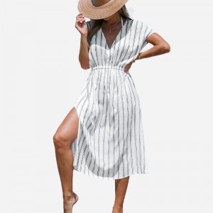 Stribet midi-cover-up kjole