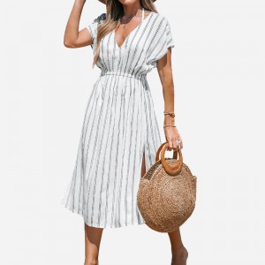 Stribet midi-cover-up kjole