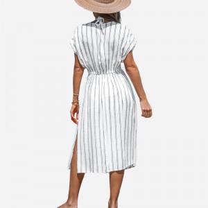 Stribet midi-cover-up kjole