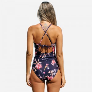 Rich Flower Cutout Tie Back One Piece badedragt