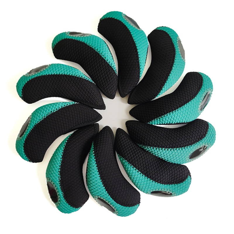 Golfjernsdækning Farverig Neopren Golf Club Wedge Iron Protective Headcover 1set inklusive 10stk