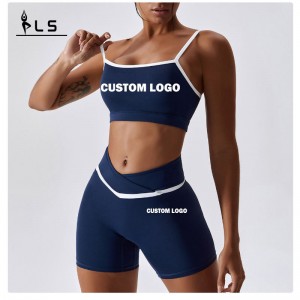 SC9271 Active Women Yoga Fitness Workout Yoga Short Sets Sport Brh Women Sømløse yogabukser Leggings sæt