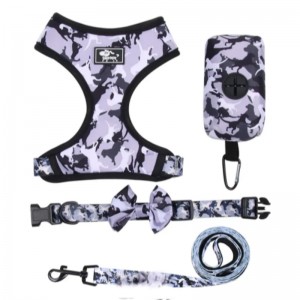 Brugerdefineret luksus hvalpen snor krave justerbar kæledyrs poop taske bandana reversibel og åndbarneopren hundesele sæt