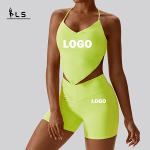 SC1065 2023 Ny brugerdefineret aktiv slid Yoga Suit Set Fitness v Cut Scrunch Back Yoga Shorts Yoga Fitness Sets