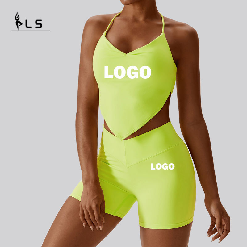 SC1065 2023 Ny brugerdefineret aktiv slid Yoga Suit Set Fitness v Cut Scrunch Back Yoga Shorts Yoga Fitness Sets