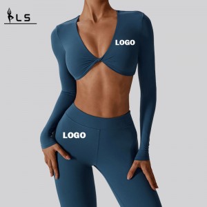 SC1078 Brugerdefineret afgrøde Top Benging Suit 2 Sty Wear Gym Fitness Yoga Suit Running Pants Flare Leggings Yoga Set