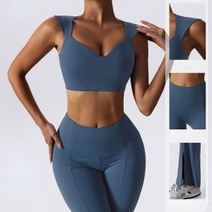 Solid yoga sæt mujer flare leggings og bh sæt fitness træning yoga sæt kvinder yoga dragt 2 stykker gymnastiksal
