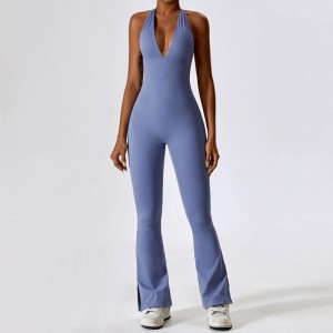 SC1077 Kvinder V Neck Backless One Piece Jumpsuits Gym Romper Sexy Spandex Bodycon Bodysuit