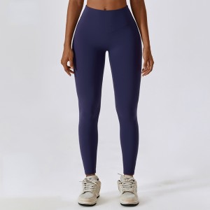 SC1091 Solid High Waist Breathable Four-Way Stretch Yoga Leggings de Gimnasio Push Up Shiny Nylon Elastane Leggings