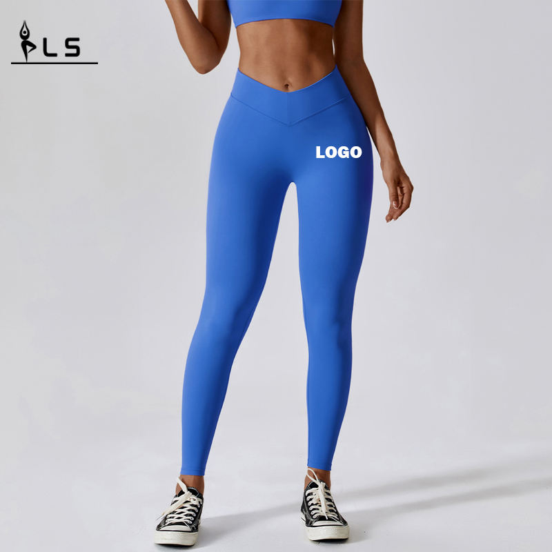 SC1094 Fire-vejs Stretchable Vedbar V Cut Waist Nylon Spandex Leggings Butt Lift Yoga Bukser Leggings til kvinder