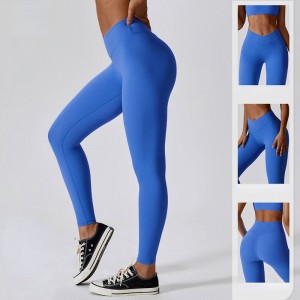 SC1094 Fire-vejs Stretchable Vedbar V Cut Waist Nylon Spandex Leggings Butt Lift Yoga Bukser Leggings til kvinder