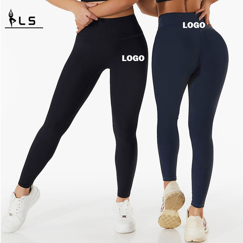 SC101013 Brugerdefineret logo sømløs rumpe lift yogabukser leggings til kvinder v skåret push up fitness leggings
