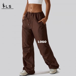 SC10113 Wide-Leg Casual Pants Women\'s American Style DrawString Straight Overalls Baggy Pants