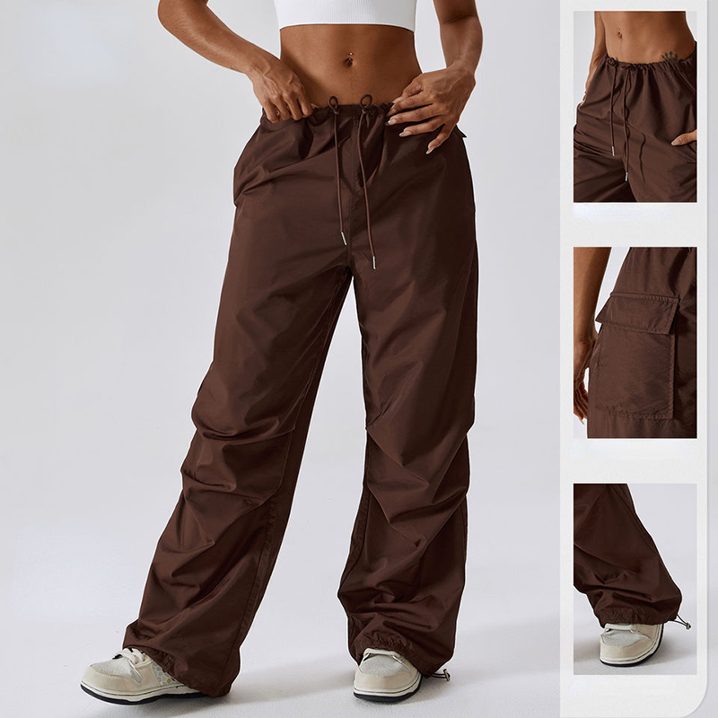 SC10113 Wide-Leg Casual Pants Women\'s American Style DrawString Straight Overalls Baggy Pants