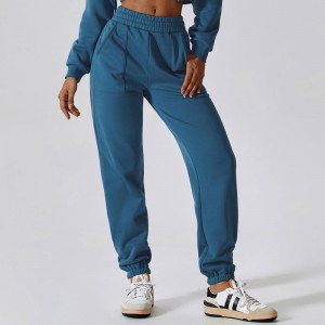 SC10114 Kvinder fleece elastisk talje Varm løs jogger vinter sweatpants sport termiske løbende bukser