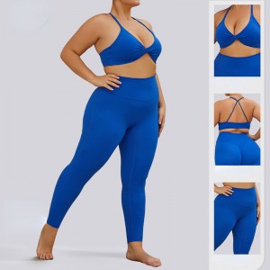 SC1068 Stor størrelse Set Yoga Conjunto Plus Size Solid Yoga Bukser Stretch Leggings Sport Set Yoga Suit