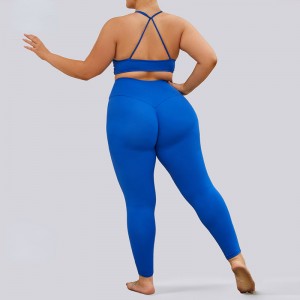 SC1068 Stor størrelse Set Yoga Conjunto Plus Size Solid Yoga Bukser Stretch Leggings Sport Set Yoga Suit