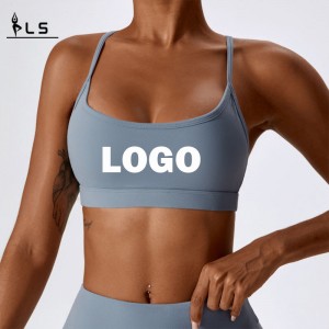 SC10164 Cross Back Yoga Sports Bra High Impact Polstred Logo Women Workout Sports Bra Wholesale Yoga Crop