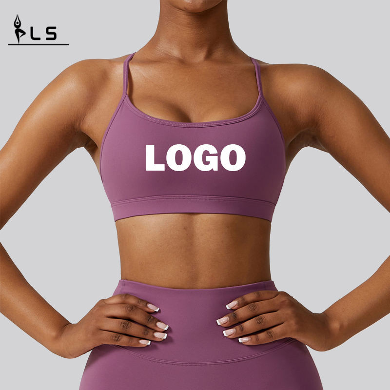 SC10168 Soft Support Compression Yoga Sexy Sport Bra Cross Back Yoga Sports Bra High Impact Padded