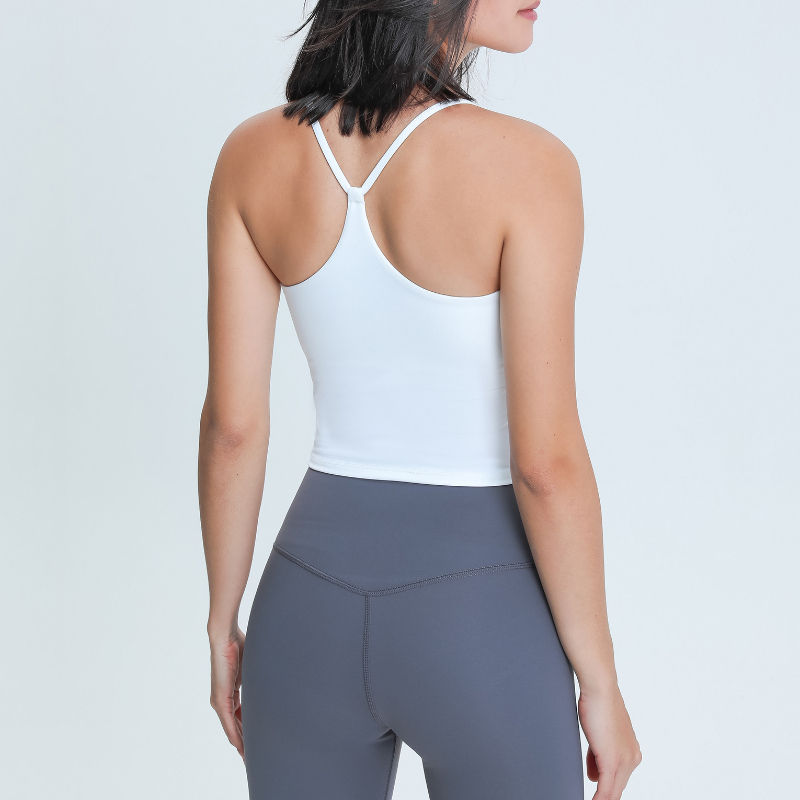 SC10259 Hurtigt tør monteret tank top gymnastikssport yoga komprimering beskåret yogatank toppe med puder