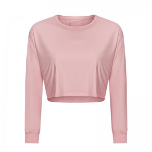 SC10265 Åndbar yogaafgrøde top gymnastiksal fitness stram t-shirt yoga langærmet kvinder t-shirt gymnastik shirt