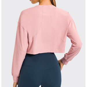 SC10265 Åndbar yogaafgrøde top gymnastiksal fitness stram t-shirt yoga langærmet kvinder t-shirt gymnastik shirt