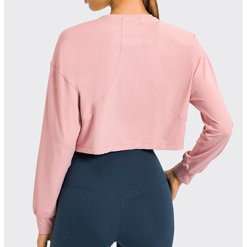 SC10265 Åndbar yogaafgrøde top gymnastiksal fitness stram t-shirt yoga langærmet kvinder t-shirt gymnastik shirt