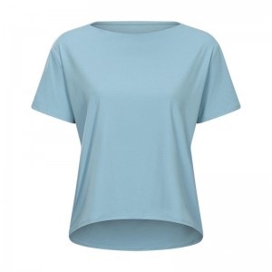 SC10266 Custom Logo Yoga Shirt Cutout Træning Pullover Yoga Shirt Short Sleeve Sports Yoga Træning Løs hurtig tør T -shirt Kvinder