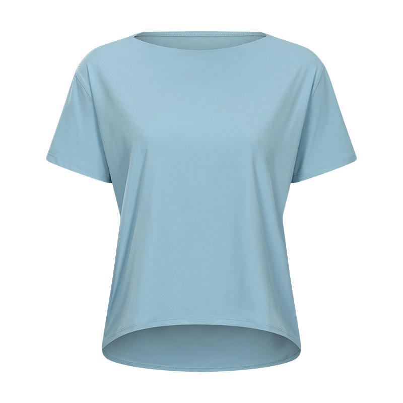SC10266 Custom Logo Yoga Shirt Cutout Træning Pullover Yoga Shirt Short Sleeve Sports Yoga Træning Løs hurtig tør T -shirt Kvinder