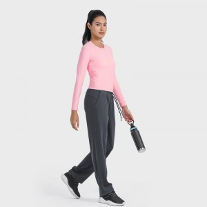 SC10271 Åndbar yogaafgrøde top gymnastiksal fitness stram t-shirt langærmet,