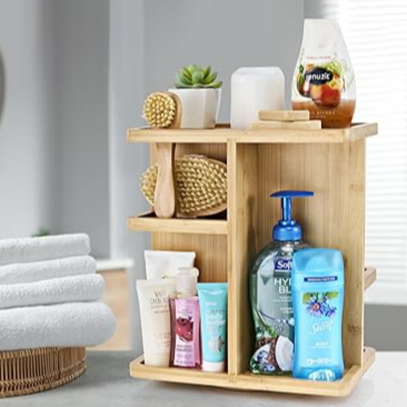 Sorbus 360 ° Makeup Organizer - Bambus Wood Make Up Storage Carousel To Cosmetics, hudpleje roterende makeup -arrangør til forfængelighed, badeværelse opbevaring