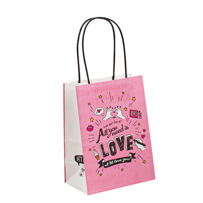 Engros Kraft Paper Bag Black Gift Shopping Paper Bag med logo til tøj Brugerdefineret emballagepose