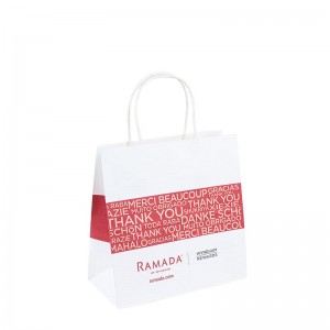 Factory Price Custom Recyclable Kraft White Paper Bag med rebhåndtag med logo Accepter brugerdefineret