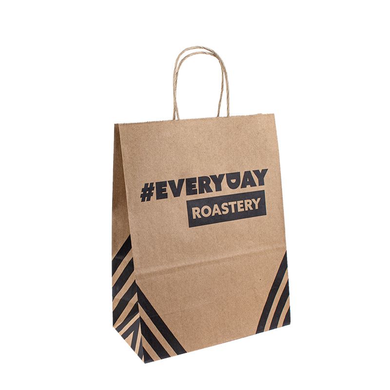 Engros brugerdefineret logo udskrivning mad Tag væk hånd Kraft Paper Bag Milk Te Pakning Paper Bag