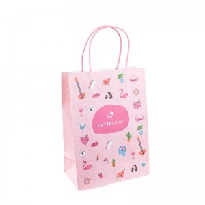 Miljøvenlig genanvendt sort hvid mad takeaway emballage håndværk papir taske butik gave shopping brun kraft papir taske med håndtag