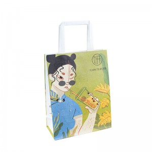 Fabrikspris 120g genanvendt Kraft Paper Bag Gift Shopping Packaging Kraft Paper Bag With Handle Accepter Custom