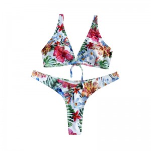 Blomster etnisk stil bue bue bred rem todelt badedragt