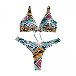 Blomster etnisk stil bue bue bred rem todelt badedragt